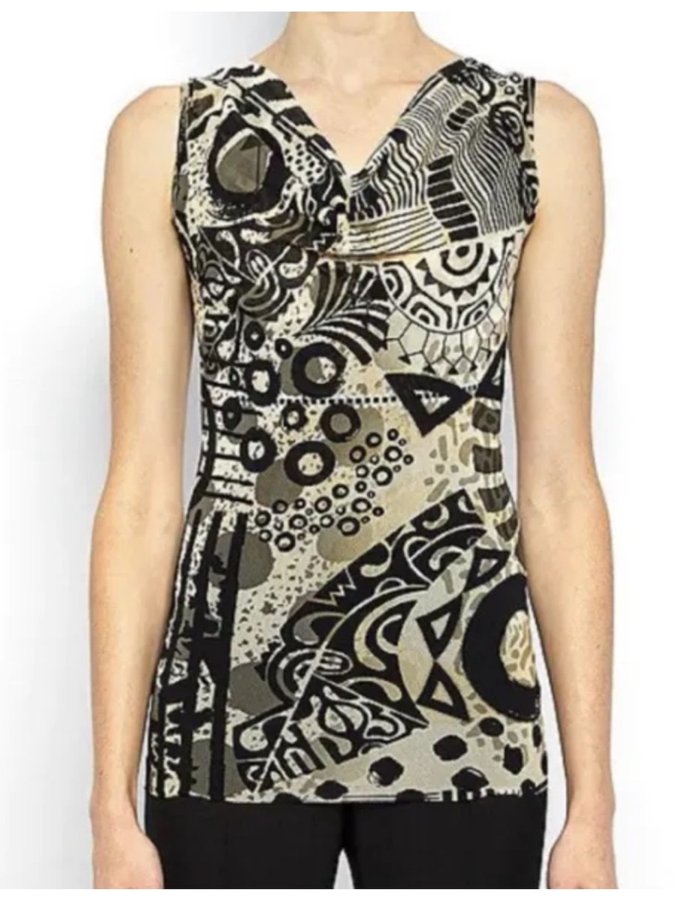 NWT Fuzzi Tulle Mesh Abstract Zodiac
Print Drape Sleeveless Top